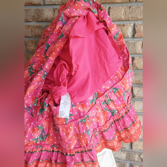 FARM Rio Red Pepper Ruffled Smocked Midi Sundress - Picture 13 of 15